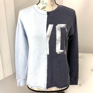 American Eagle Outfitters Two-Tone Blue Graphic NYC French Terry Sweatshirt XS